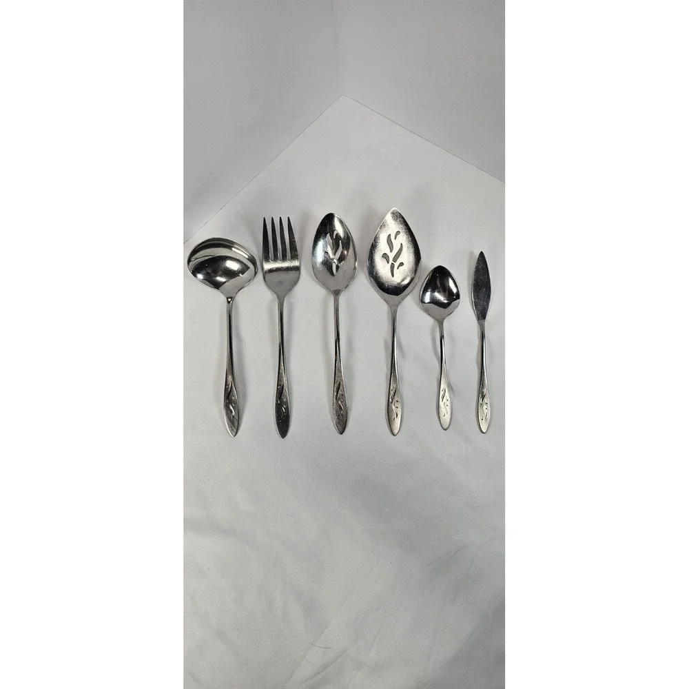 Oneida‎ Ember Glow Stainless Steel Serving Utensils Mix Lot of 6 Floral Flatware